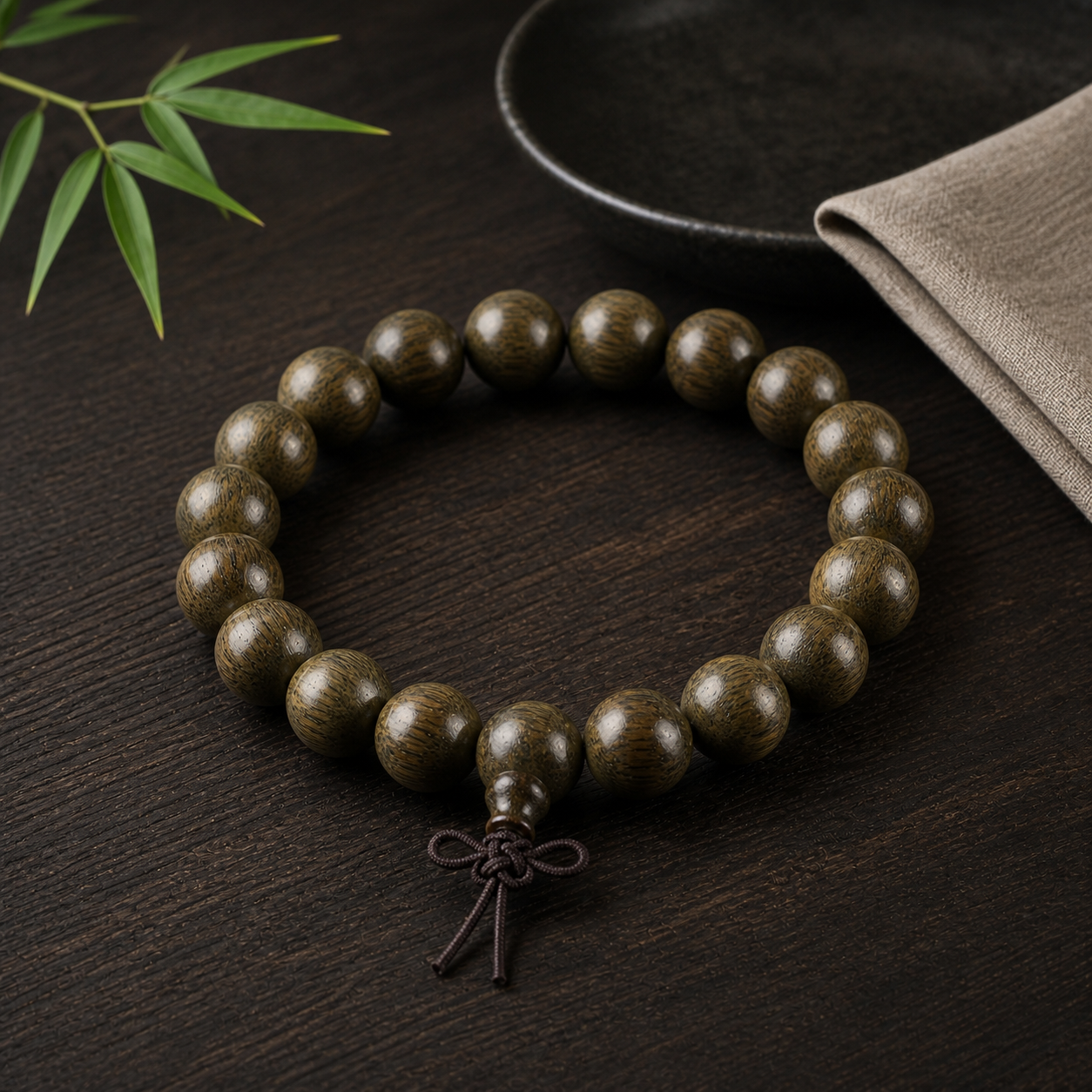 Dark Ebony Wood Bead Bracelet